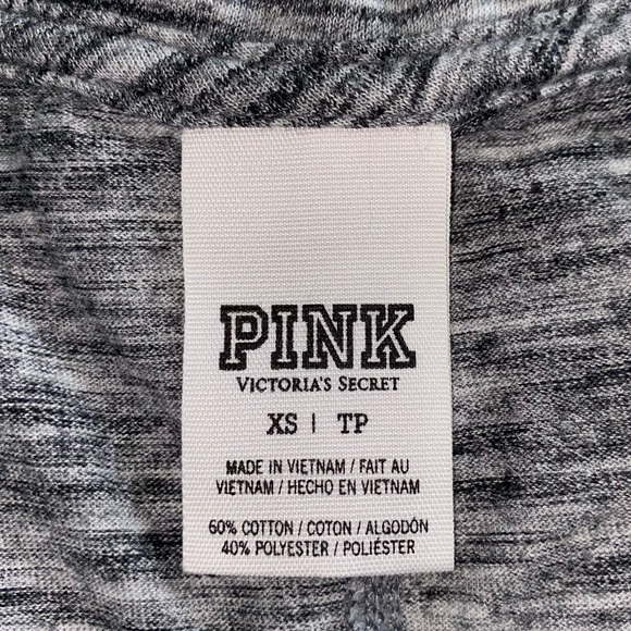 VS PINK. V-neck t-shirt.  Grey w/ black.  XS - Picture 3 of 8